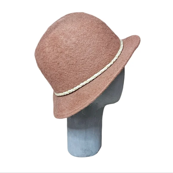 Vintage Brown Mohair Wool Felt Cloche Hat | 1970s Made in USA | Rope Trim - Picture 4 of 7